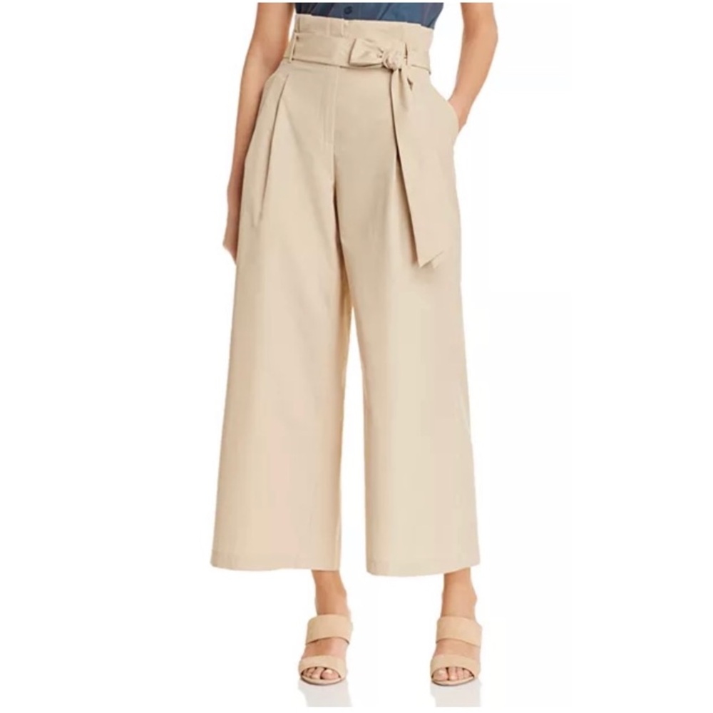 Lafayette 148 | Linen Paperbag High-Rise Belted Wide Leg Ankle Crop Pants Size 6